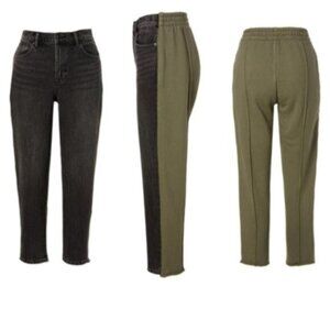 ALEXANDER WANG Ride Clash Tapered Jeans Sweatpants Black Green  24